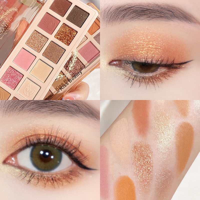 [Hàng mới về] Bảng phấn mắt Kiss Beauty chất lì lấp lánh tông đất chuyên dụng cho trang điểm