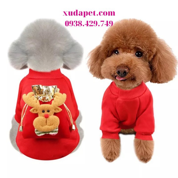 Áo Noel Cho Chó Mèo Hình Tuần Lộc 3d Kèm Túi Gấm giúp cho thú cưng đáng yêu hơn trong ngày lễ hội Giáng sinh - SP000538