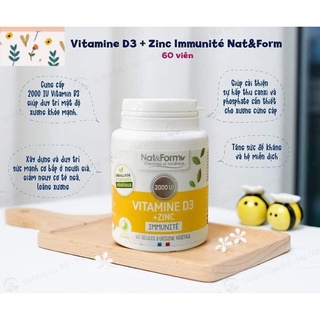 Viên Vitamin D3+Zinc Nat&Form Pháp