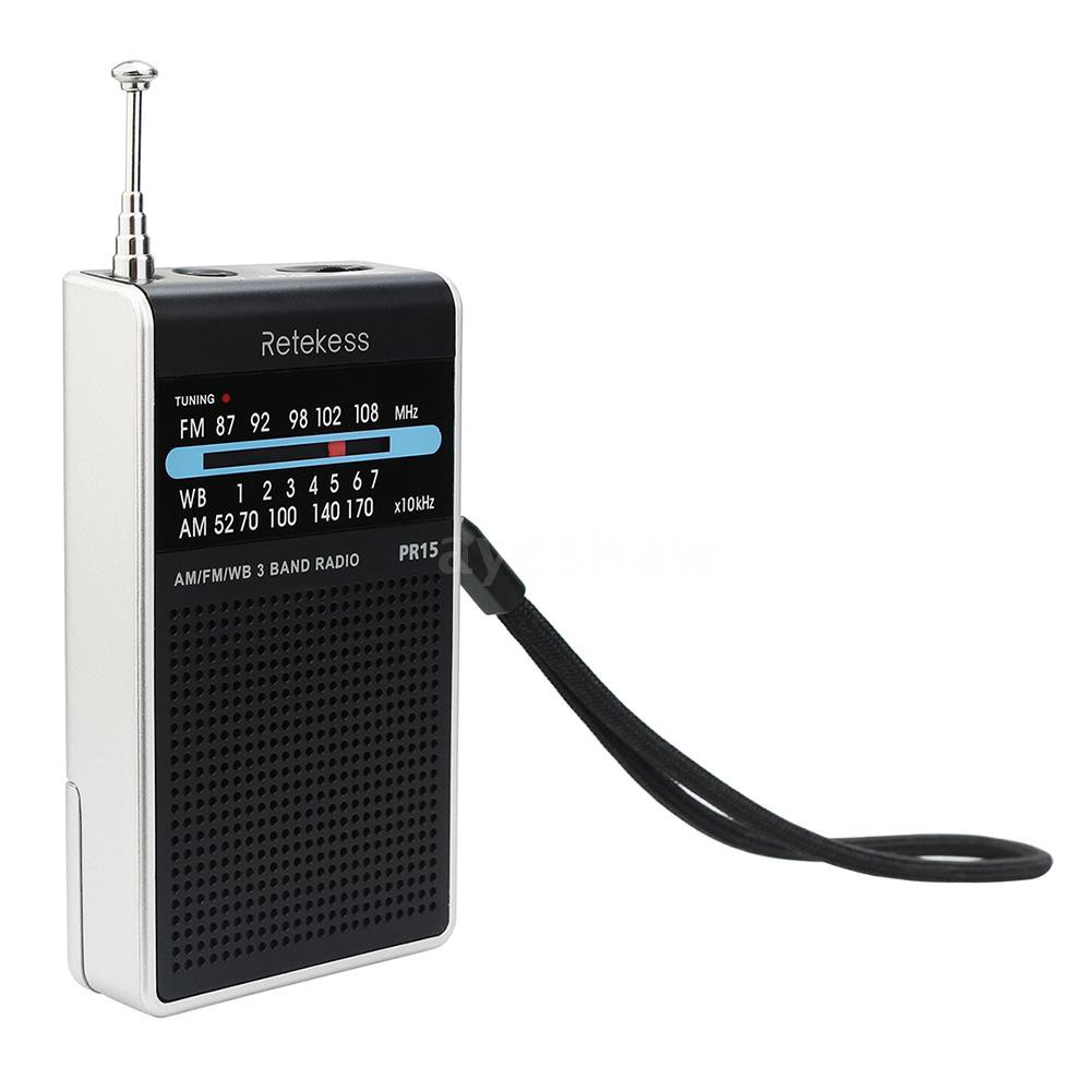 Retekess PR15 Mini Pocket Radio FM/AM/WB Tuning Radio Receiver NOAA Weather Warning for Outd