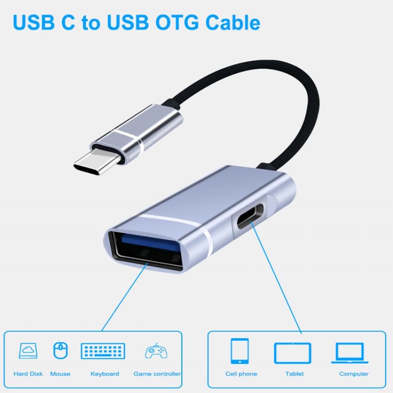 Bộ Hub Chuyển Đổi USB Type C Sang Cổng Sạc USB 3.0 + PD OTG 2 Trong 1 Đa Năng Cho Laptop