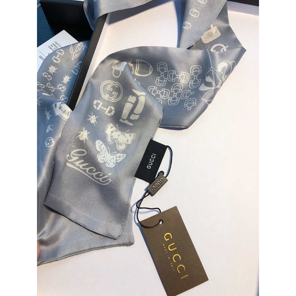 Khăn Quàng Cổ / Túi Xách Vải Lụa Ruy Băng Thiết Kế Thời Trang Cho Nữ Màu Xám Đen