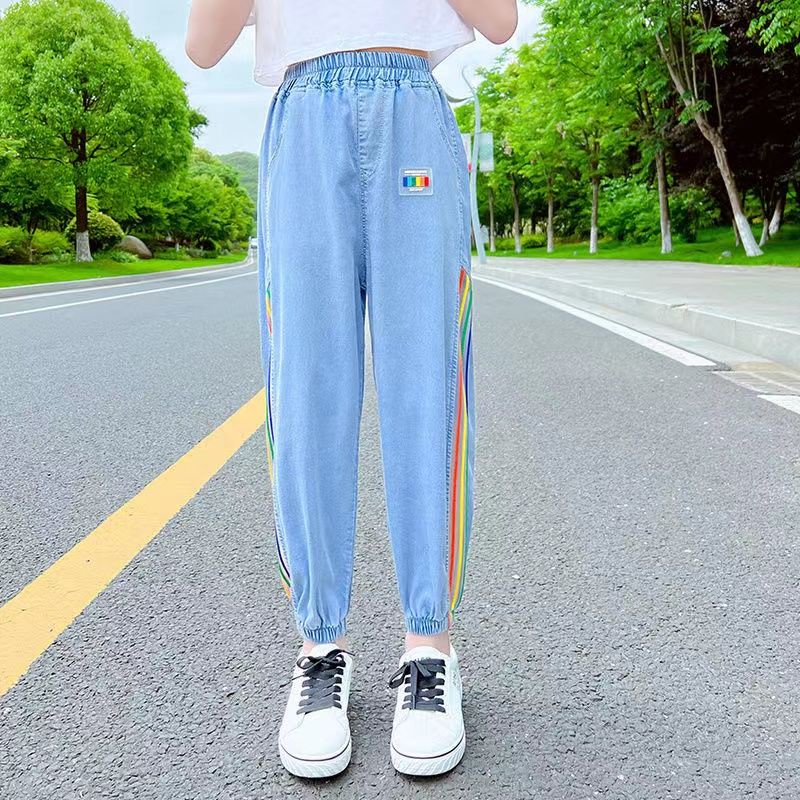 Quần Denim Lụa Lạnh Mỏng Chống Muỗi Phong Cách Mới 2022 Thời Trang Cho Bé Gái