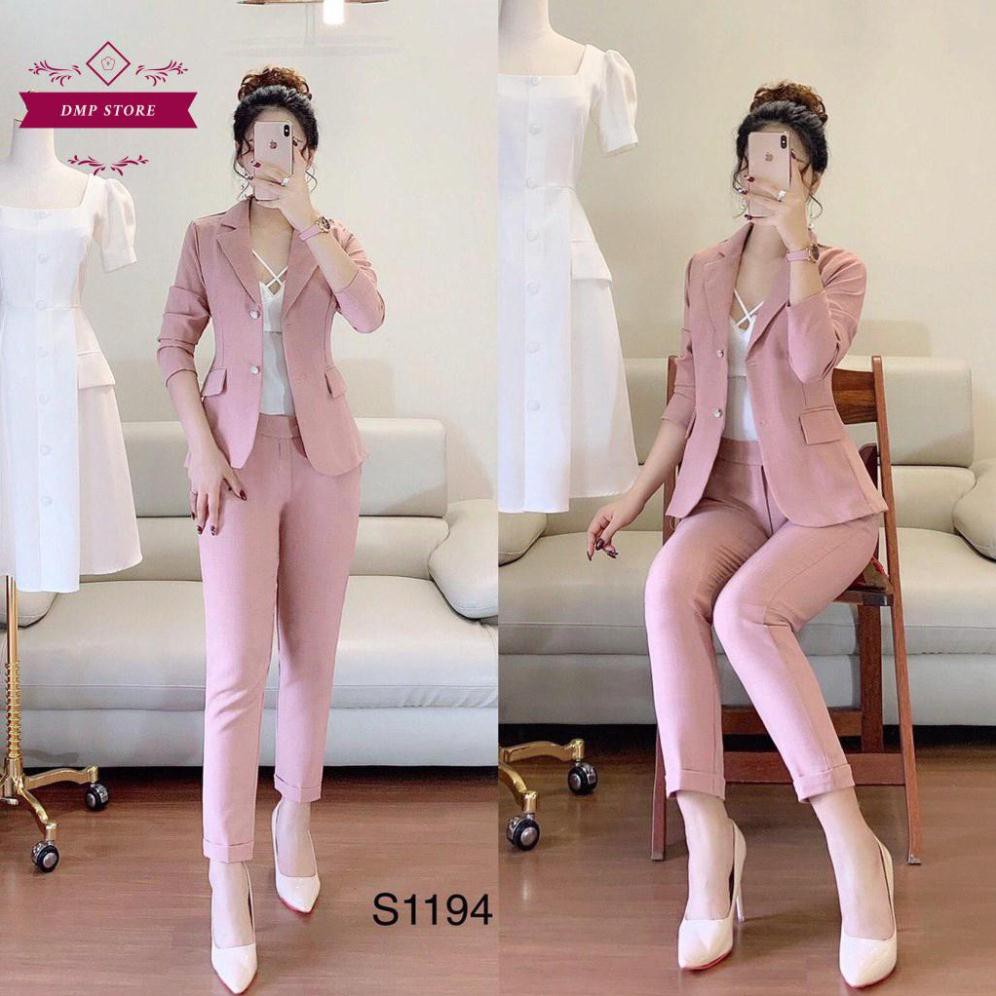 (Hàng thiết kế) SET VEST hồng S 0194
