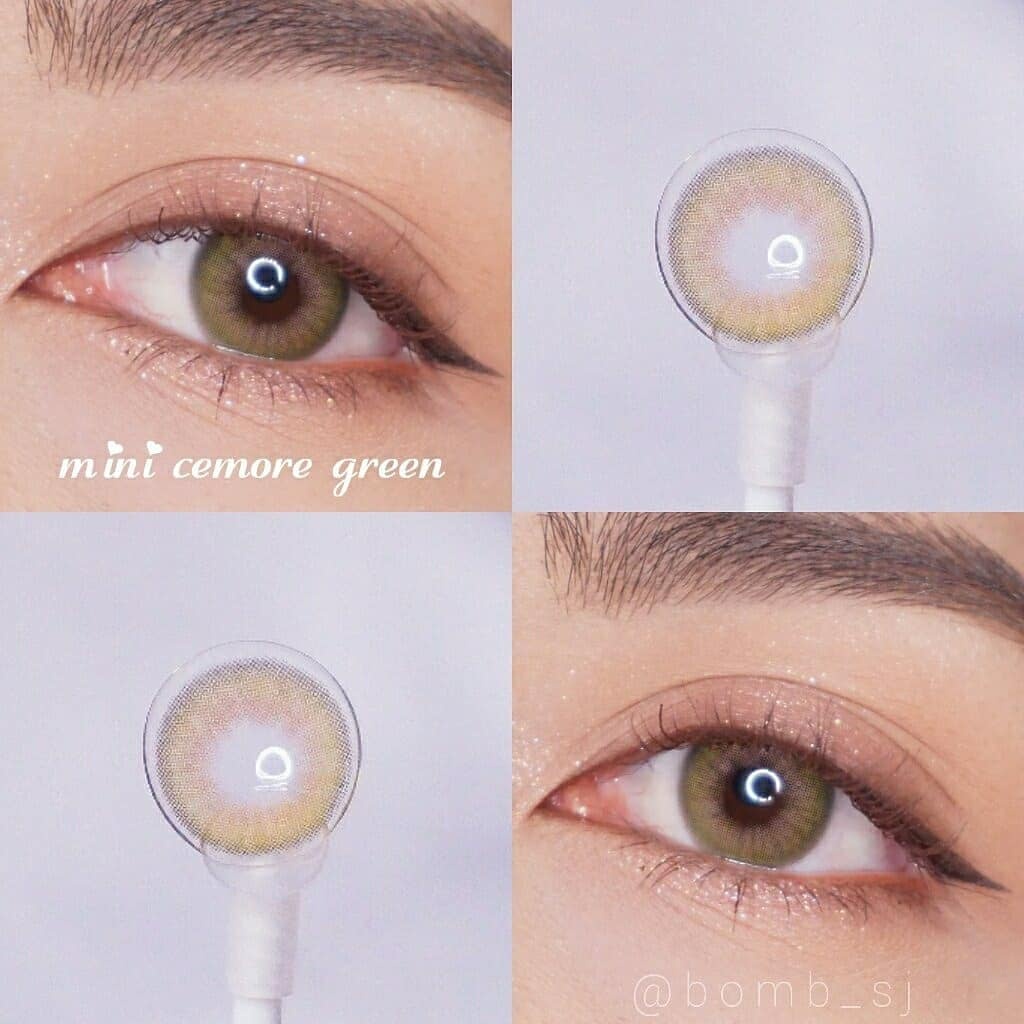 Lens Ẩm Cao Áp Tròng CEMORE GREEN Độ Ẩm 55% HSD 6 Tháng Lens Xanh Rêu Không Giãn Tông Tây Phù Hợp Make Up Tiệc Cho Mắt