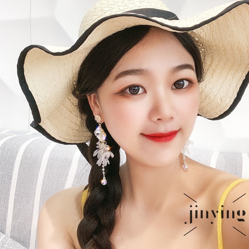 GETNOIVAS Korean Style Long Tassel Set Auger Earrings Flowers Eardrop Personality and Fashion Earrings for Women