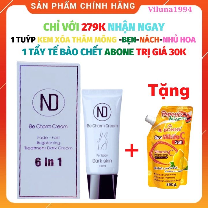 Kem Làm Sáng Da Dưỡng Ẩm Giảm Thâm Mụn Mông Bẹn Nách Nhủ Hoa Be Charm Cream 6in1-100ml