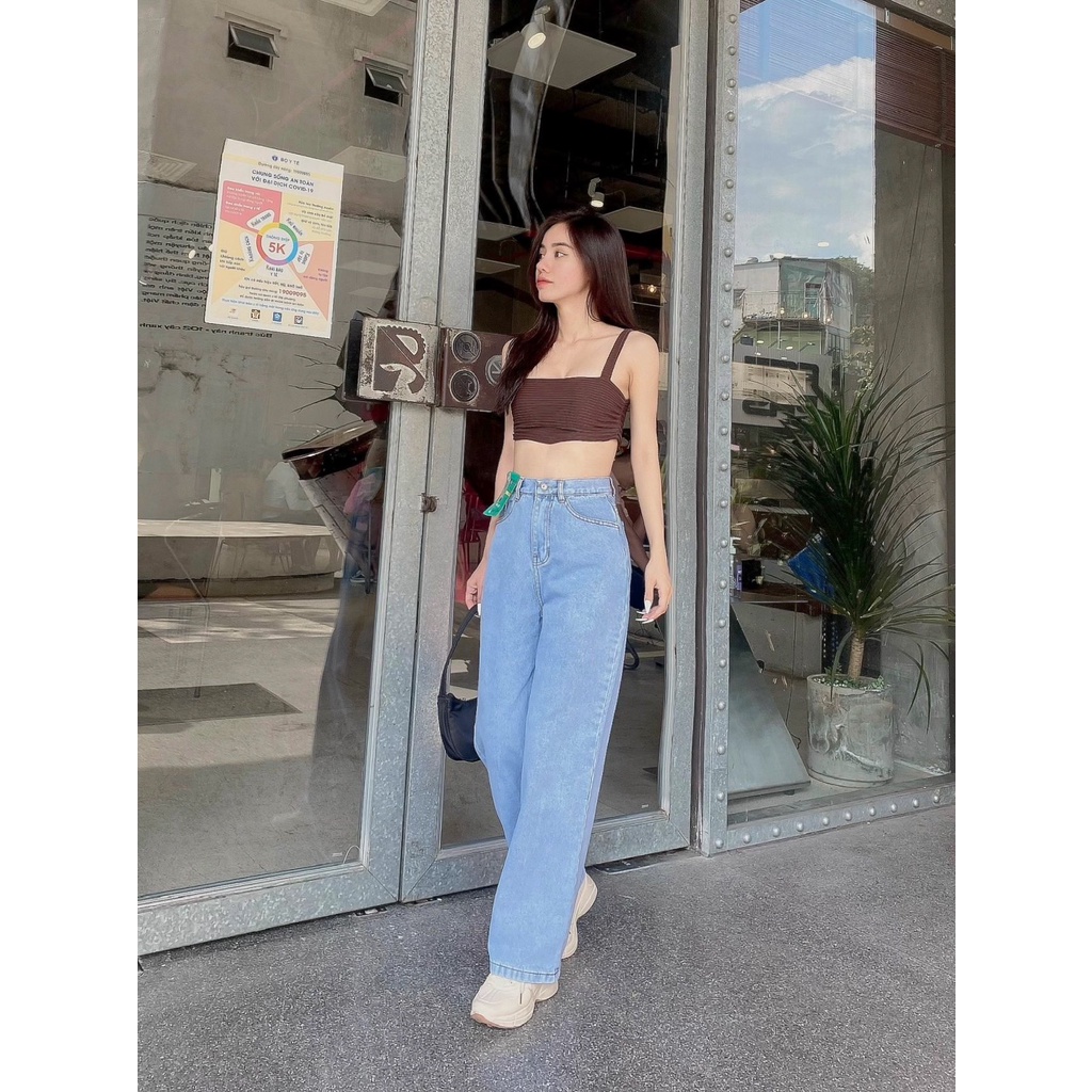 Quần jean nữ ống rộng, quần baggy nữ cạp cao hottrend QD011 - K.A Jeans