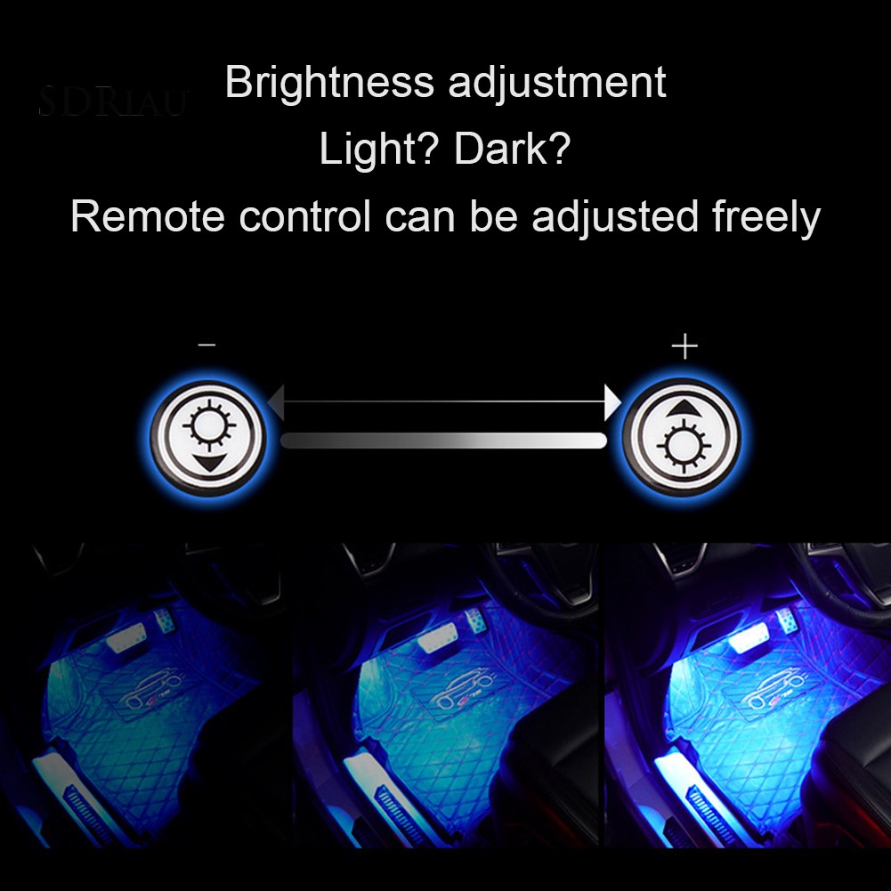 Đèn Led Xe Hơi 4 Trong 1 7 Màu 48 Bóng Kèm Remote Điều Khiển