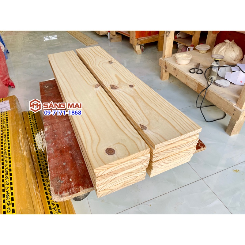 [MS107] Tấm gỗ thông mặt rộng 20cm x dày 2cm x dài 150cm + láng nhẵn mịn 4 mặt