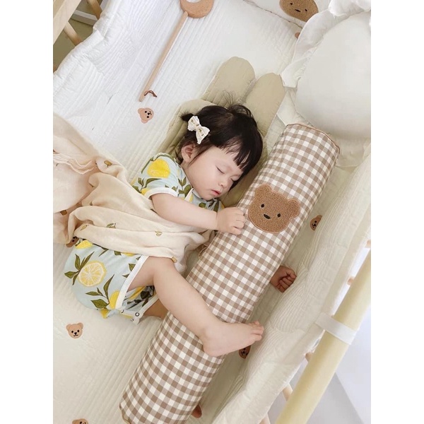 GỐI ÔM GẤU TEDDY - size 20x80 - Cotton linen