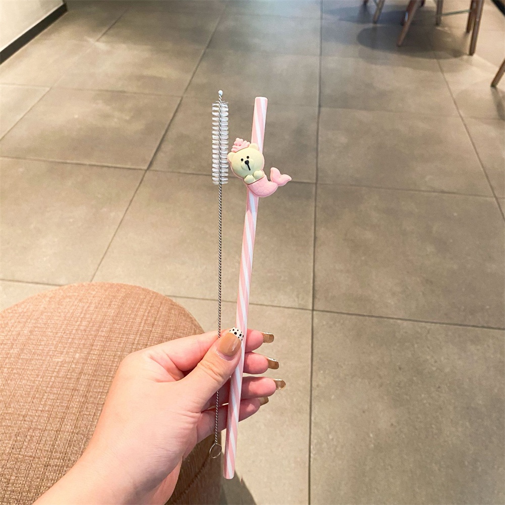 Bình Giữ Nhiệt Cao Cấp Starbucks Gió Ống Hút Ly Thủy Tinh Ống Hút Bụi Cắm Sáng Tạo Hoạt Hình Ống Hút Nắp Ống Hút