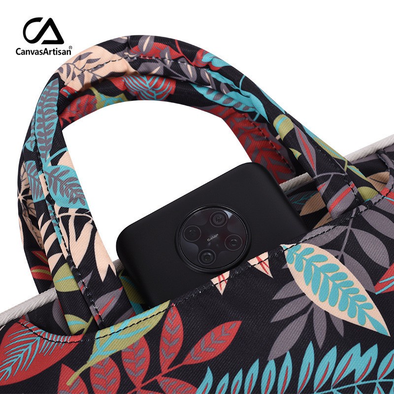 CanvasArtisan Túi vải hình hoa lá nhiều màu chống nước cho máy tính xách tay Matebook Air Pro acer dell 12 13 14 15 inch