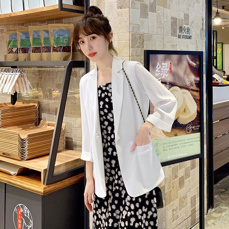 Áo Khoác Vest Vải Voan Dáng Rộng Phong Cách Hàn Quốc Thời Trang Xuân Hè Cho Nữ