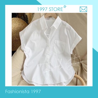áo sơ mi nữ cộc tay cánh dơi cá tính chất đẹp- Áo sơ mi cổ polo dài tay dáng rộng thời trang Hàn Quốc 1997fashionista