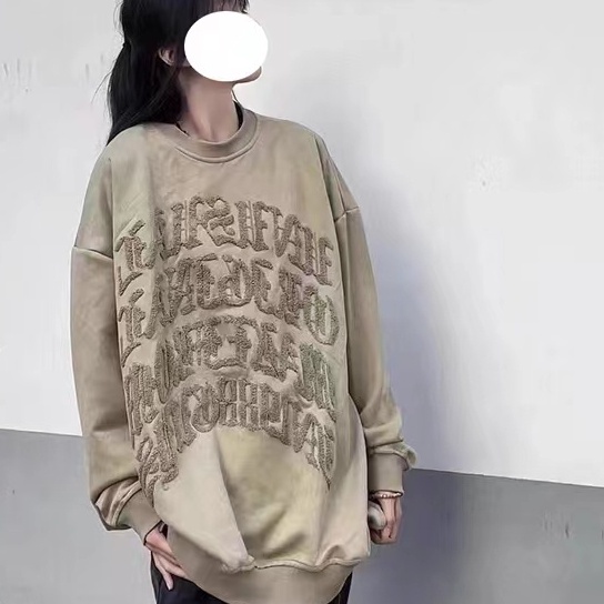 ZHELIHANGFEI Áo Thun Sweater Tay Dài Dáng Rộng Kiểu Retro Mỹ Dễ Phối Đồ