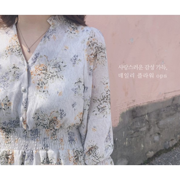 Váy Vintage dài tay dáng xòe Hàn Quốc trẻ trung, Váy ulzzang hoa nhí trắng chất voan cao cấp - Roxie | BigBuy360 - bigbuy360.vn
