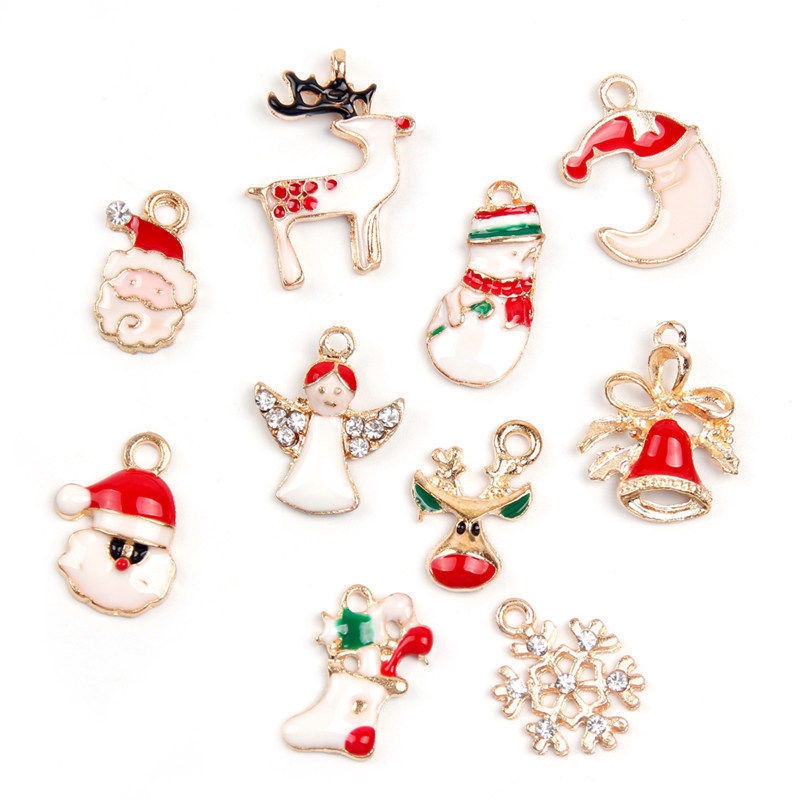 Bộ 19/ 5 hạt phụ kiện treo trang trí cây thông noel phong cách Giáng Sinh hỗn hợp đáng yêu