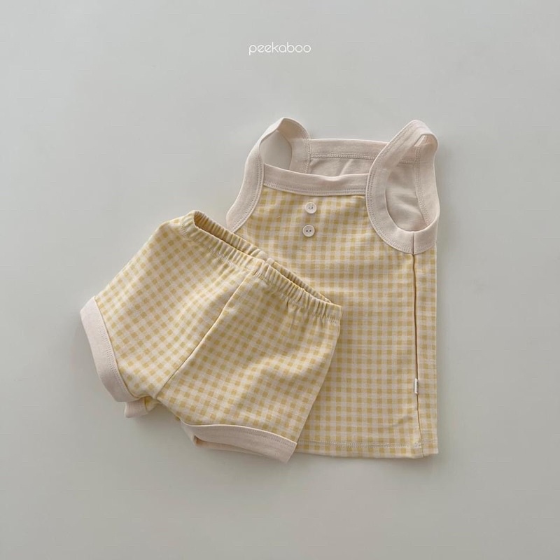 Bộ 2 dây kẻ caro Peekaboo Hàn Quốc