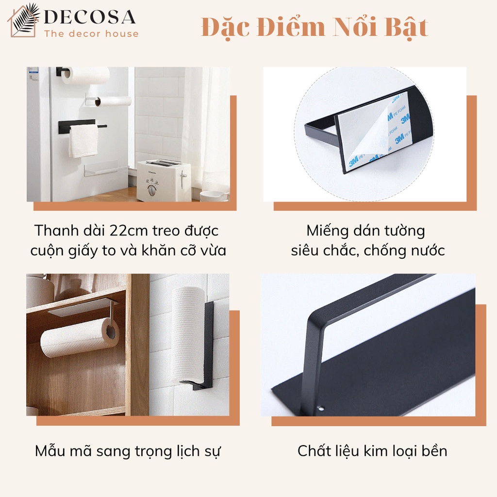 Giá treo khăn giấy vệ sinh dán tường đa năng tiện dụng DECOSA