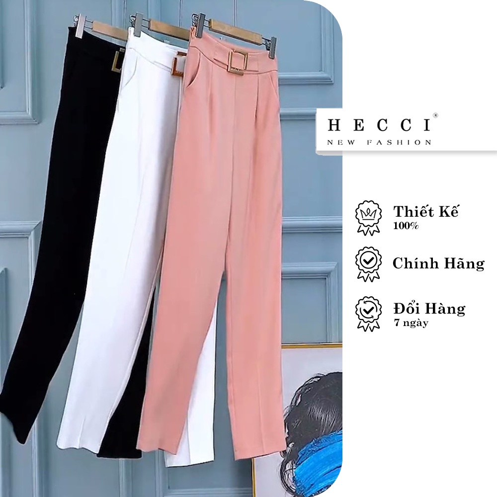 Quần dài công sở nữ lưng cạp cao dáng đứng HECCI kèm thắt lưng thời trang hack dáng Q21