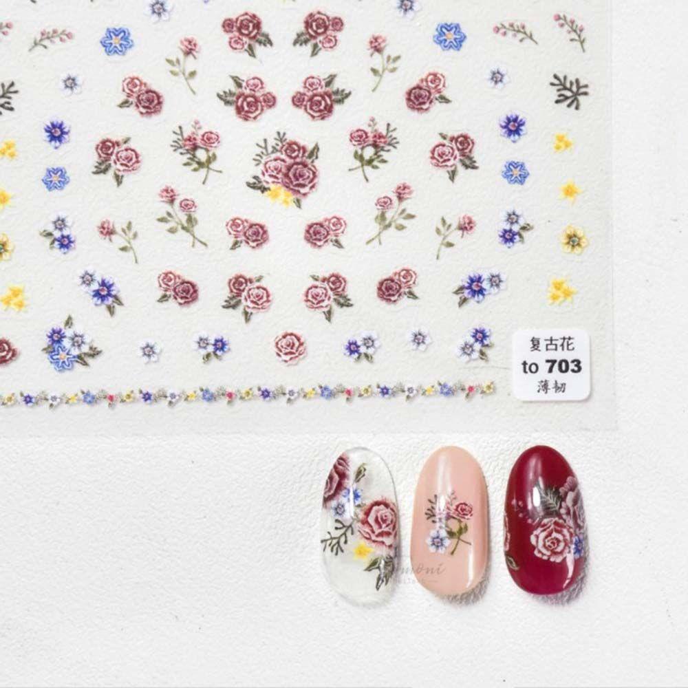 OCEANMAP Miếng Dán Trang Trí Móng Tay 5D Hình Hoa Phong Cách Nhật Bản