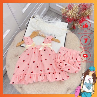 Váy bé gái,quần áo[VNXK] Bộ váy kết hợp quần,chất đũi lạnh loại 1 siêu mềm,Siêu mịn,thoáng mát,thấm mồ hôi cho bé yêu