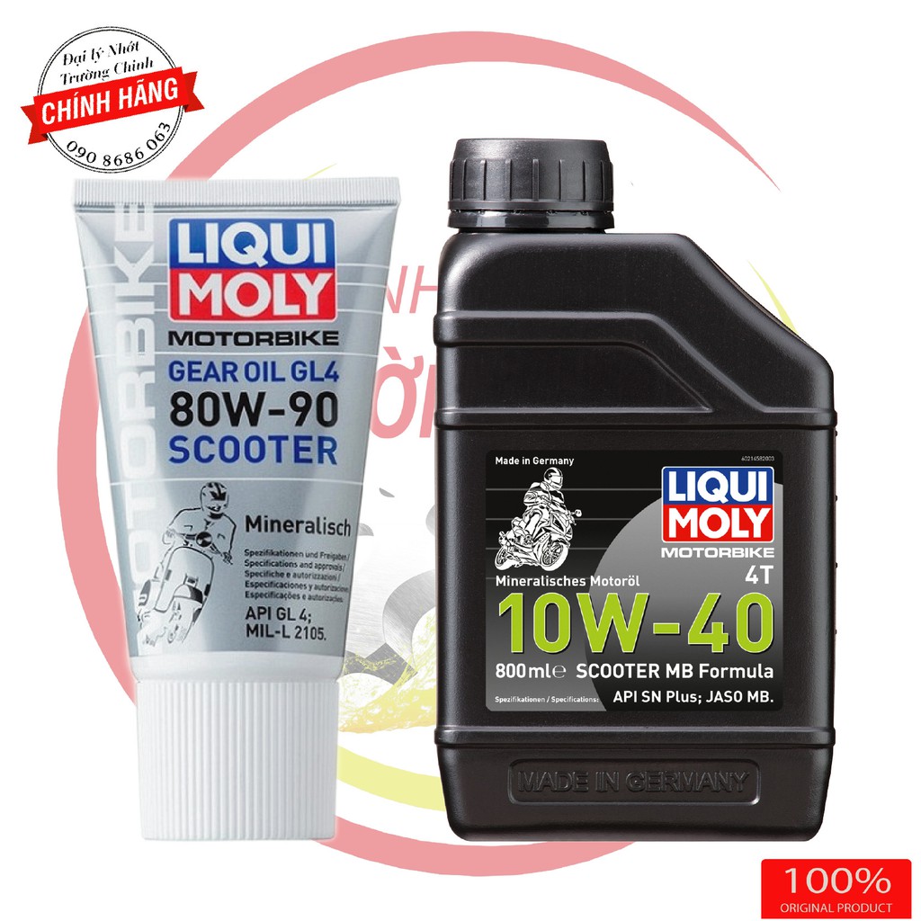 Combo Nhớt Liqui Moly 10W-40 SCOOTER MB Formula 800ML+ Hộp số liqui 150ML  dành cho xe ga