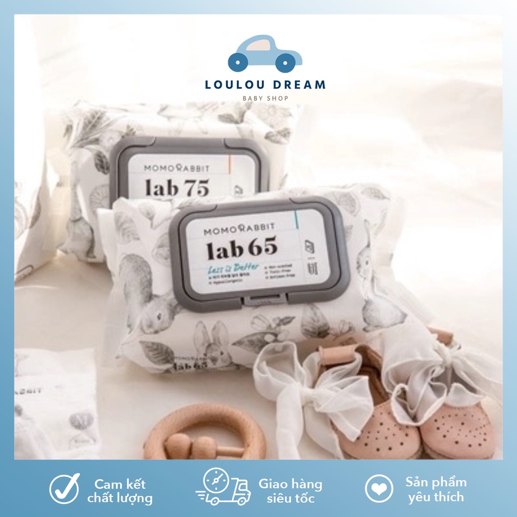 Khăn giấy ướt Momo Rabbit Hàn Quốc Lab65 gói 72 tờ có nắp siêu dày dặn - date mới nhất [CHÍNH HÃNG MOMORABBIT]