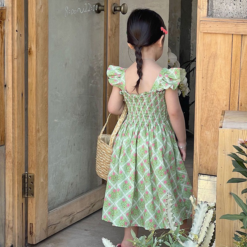 Đầm Hoa Không Tay Thời Trang Mùa Hè Xinh Xắn Dành Cho Bé Gái