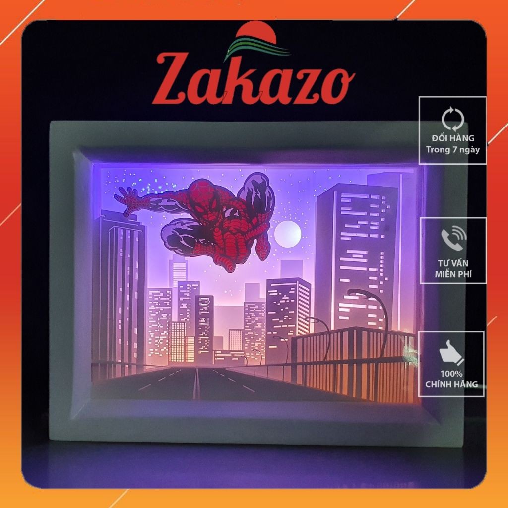 Lightbox kirigami Đèn ngủ 3D Người Nhện, Spiderman, sản xuất thủ công - Chính hãng 𝐙𝐀𝐊𝐀𝐙𝐎