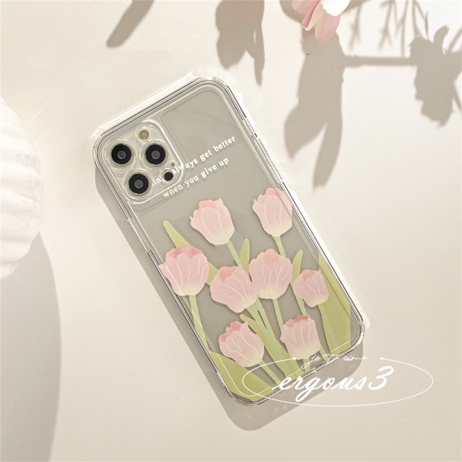 Ốp Điện Thoại Mềm In Hình Hoa Tulip Cho iPhone 14 13 12 11 Pro Max SE2020 X XR Xs Max 7 8 6 6s Plus