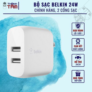 Bộ sạc nhanh iphone ipad 24w, sạc chính hãng belkin, 2 cổng sạc nhanh usb to lightning