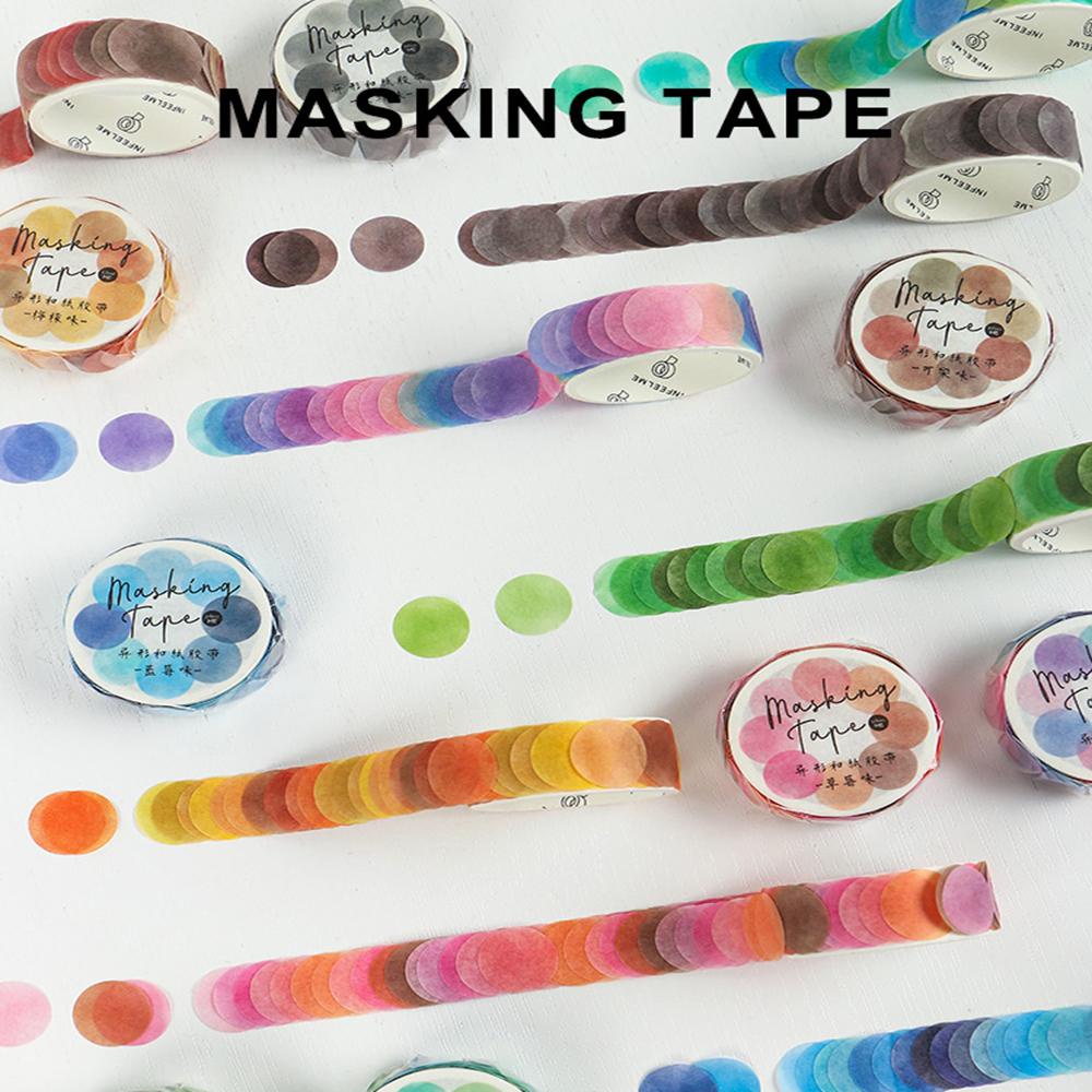 Set 100 Cuộn Băng Dính Washi Hình Tròn Nhiều Màu Trang Trí Sổ Tay Nhật Bản DIY