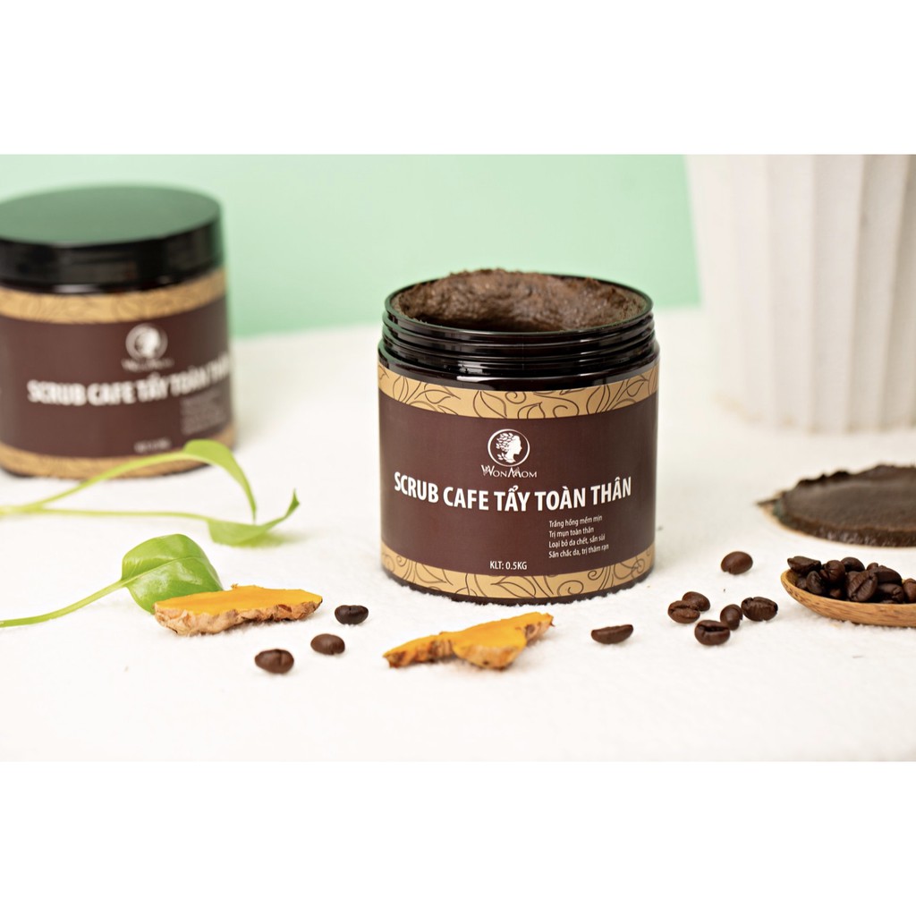 Scrub Cafe Tẩy Tế Bào Chết Toàn Thân Giúp Trắng Da Body An Toàn Wonmom 500g