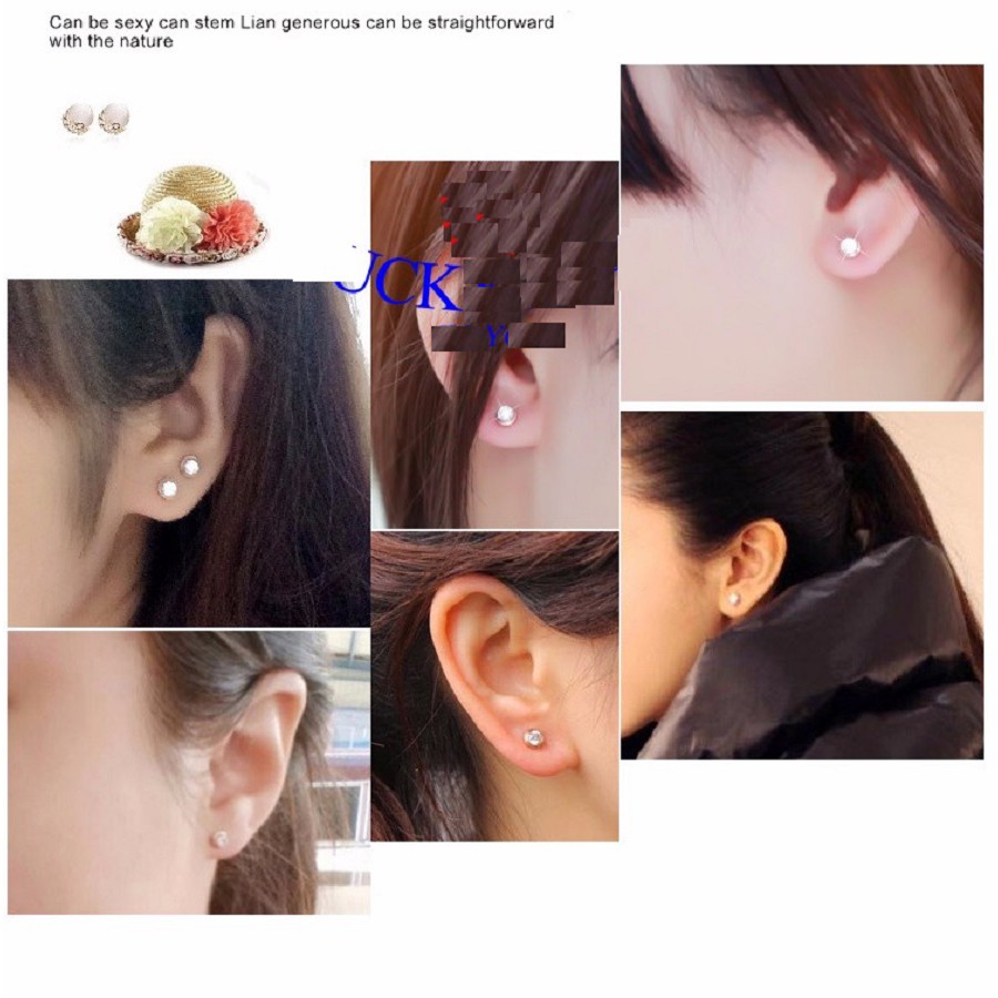 Bộ trang sức Dây chuyền và Hoa tai đính xoàn lóng lánh mạ lớp vàng 18k  sang trọng vĩnh viễn không đen