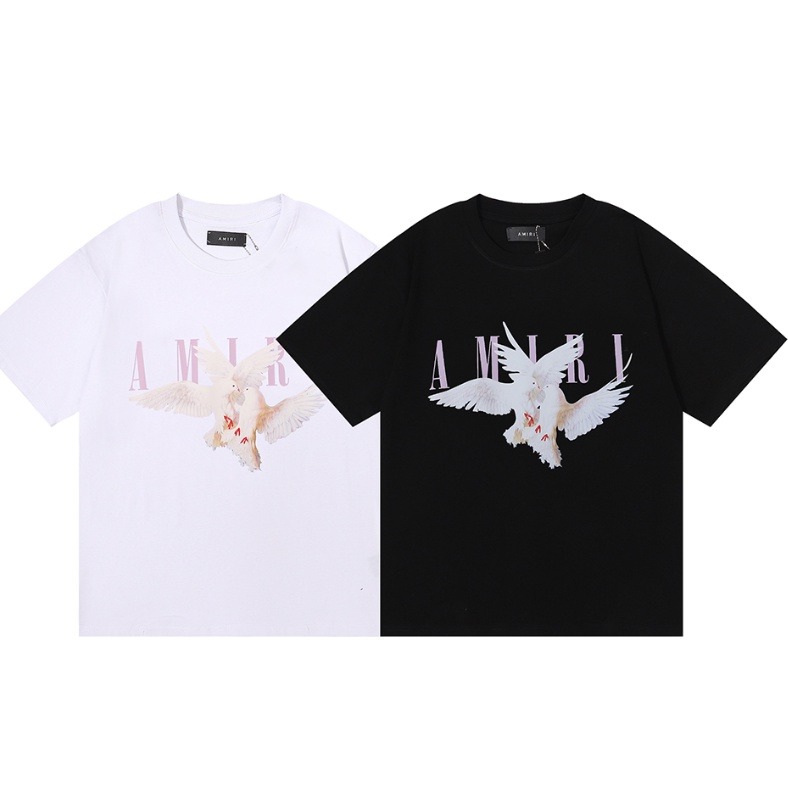Áo Thun cotton Tay Ngắn Dáng Rộng In Chữ AMIRI peace pigeon Thời Trang Cho Cặp Đôi