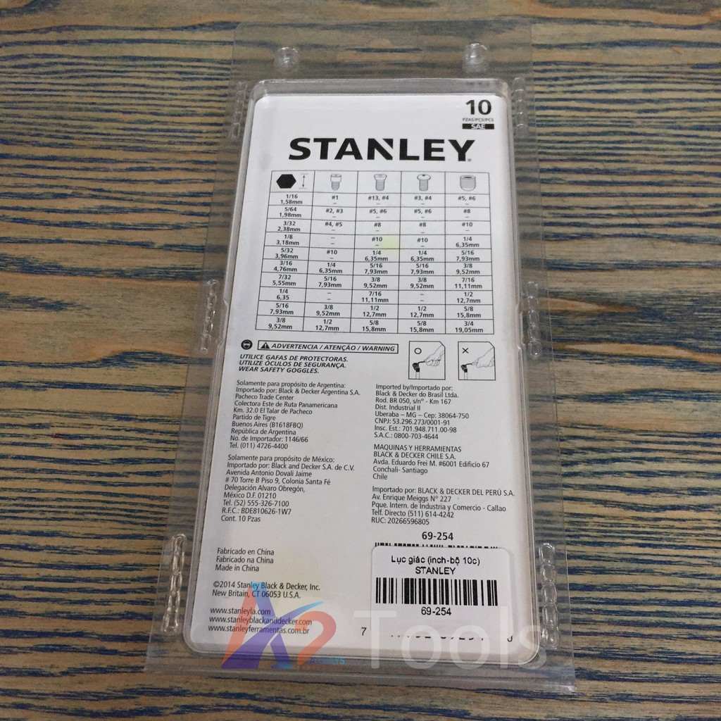 BỘ LỤC GIÁC HỆ INCH STANLEY SAE 69-254 (10 CÂY)