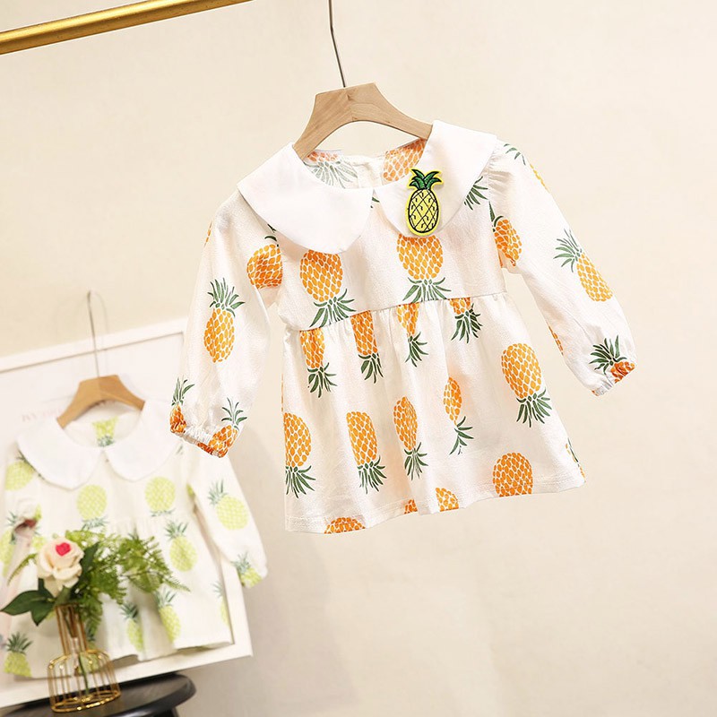 Đầm in hình quả dứa cho bé gái