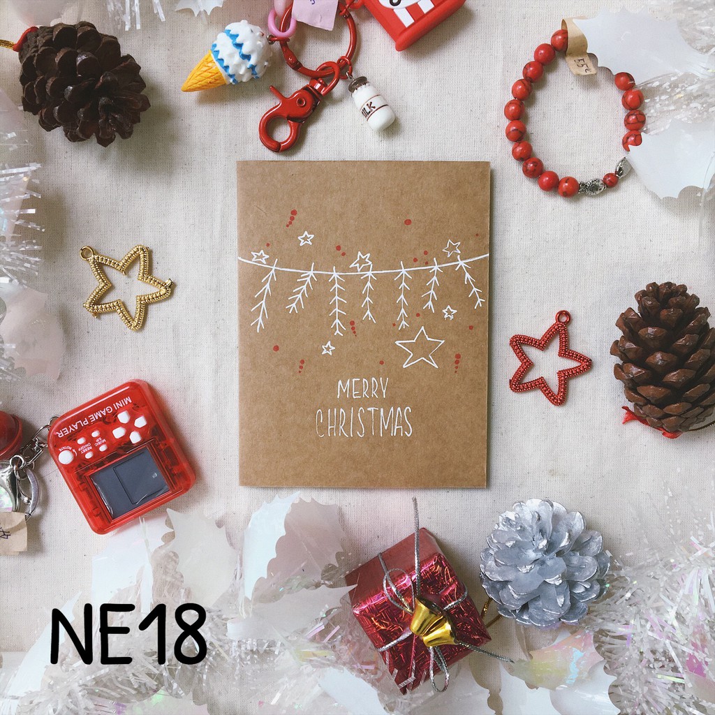 Thiệp mừng Giáng Sinh Noel handmade vẽ tay trang trí hình cây thông gocnha Góc Nhà