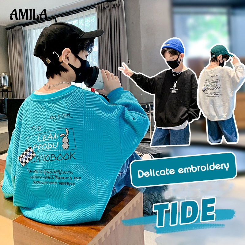 Áo nỉ AMILA dài tay form rộng thời trang dành cho bé trai