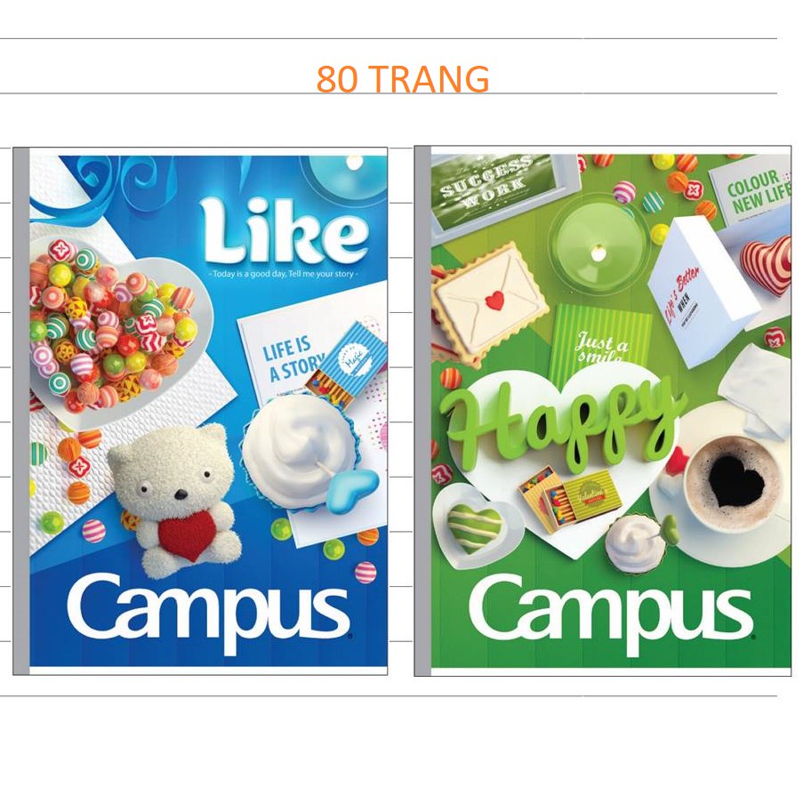 Vở CAMPUS kẻ ngang 80 trang, dòng kẻ không chấm - Loki Kids