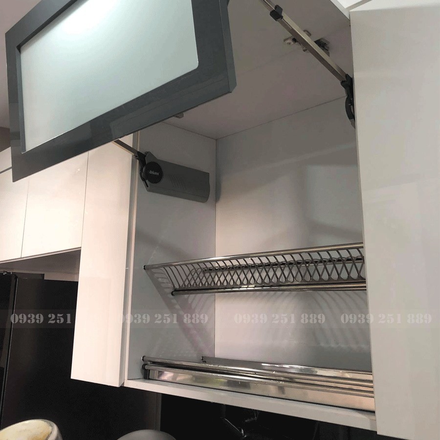 Kệ chén dĩa cố định chữ V cho tủ bếp trên - Kệ chén dĩa 2 tầng âm tủ inox