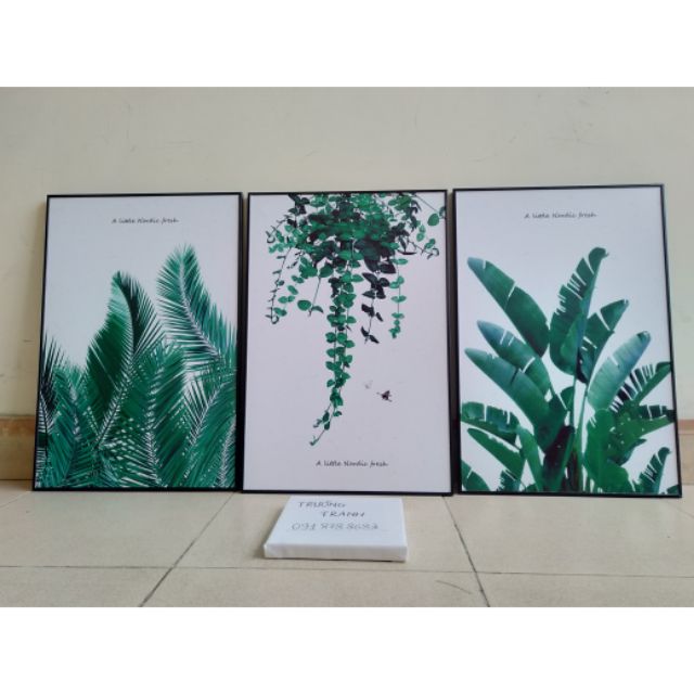 Tranh canvas khung cao cấp 40x60cm x 3 tranh VIP mới mua được - Lá ngược 1