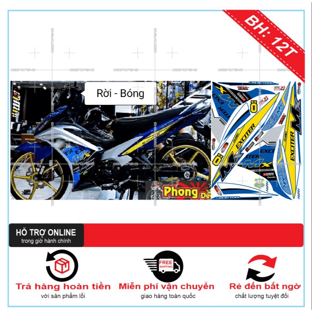 TEM RỜI EX 2011 MX TRẮNG XANH -- SHIN DECAL 2