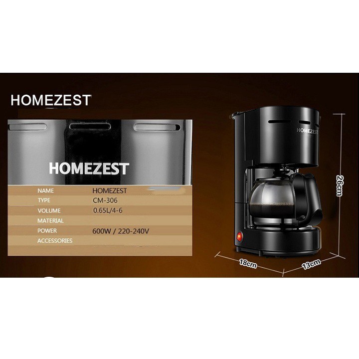 Máy pha cafe tự động homezest CM-306- máy pha cà phê  văn phòng, gia đình