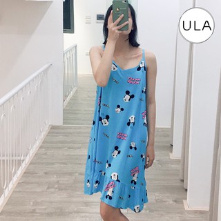 VÁY NGỦ MẶC NHÀ VẢI LANH DÁNG TRƠN ULA0019