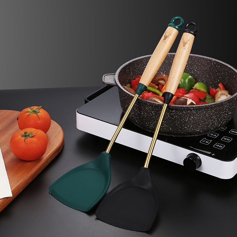 Xẻng Nấu Ăn Bằng Silicone Và Inox 304 Chống Dính Tiện Dụng