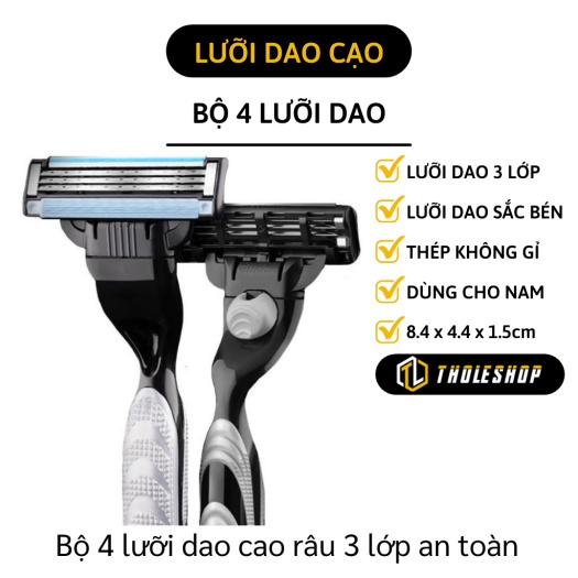 Dao cạo râu cho nam giới - Bộ 4 lưỡi dao cạo râu 3 lớp