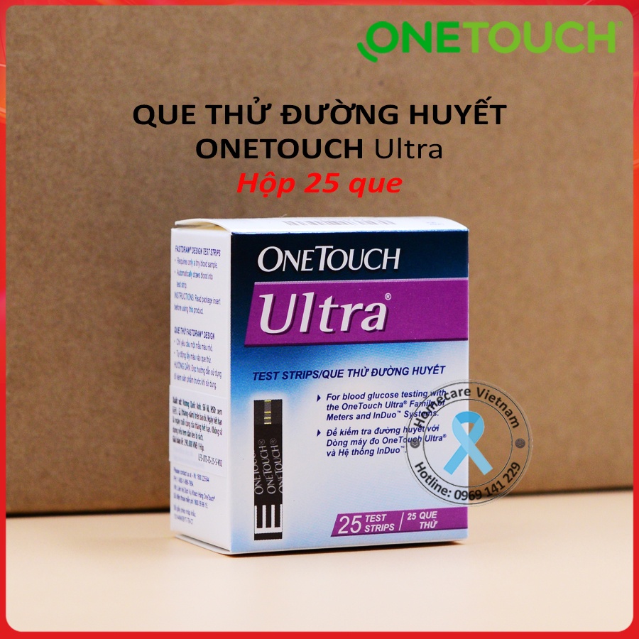 Que thử đường huyết OneTouch Ultra, hộp 25 que thử, sản xuất Anh Quốc